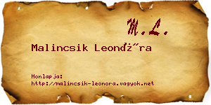 Malincsik Leonóra névjegykártya